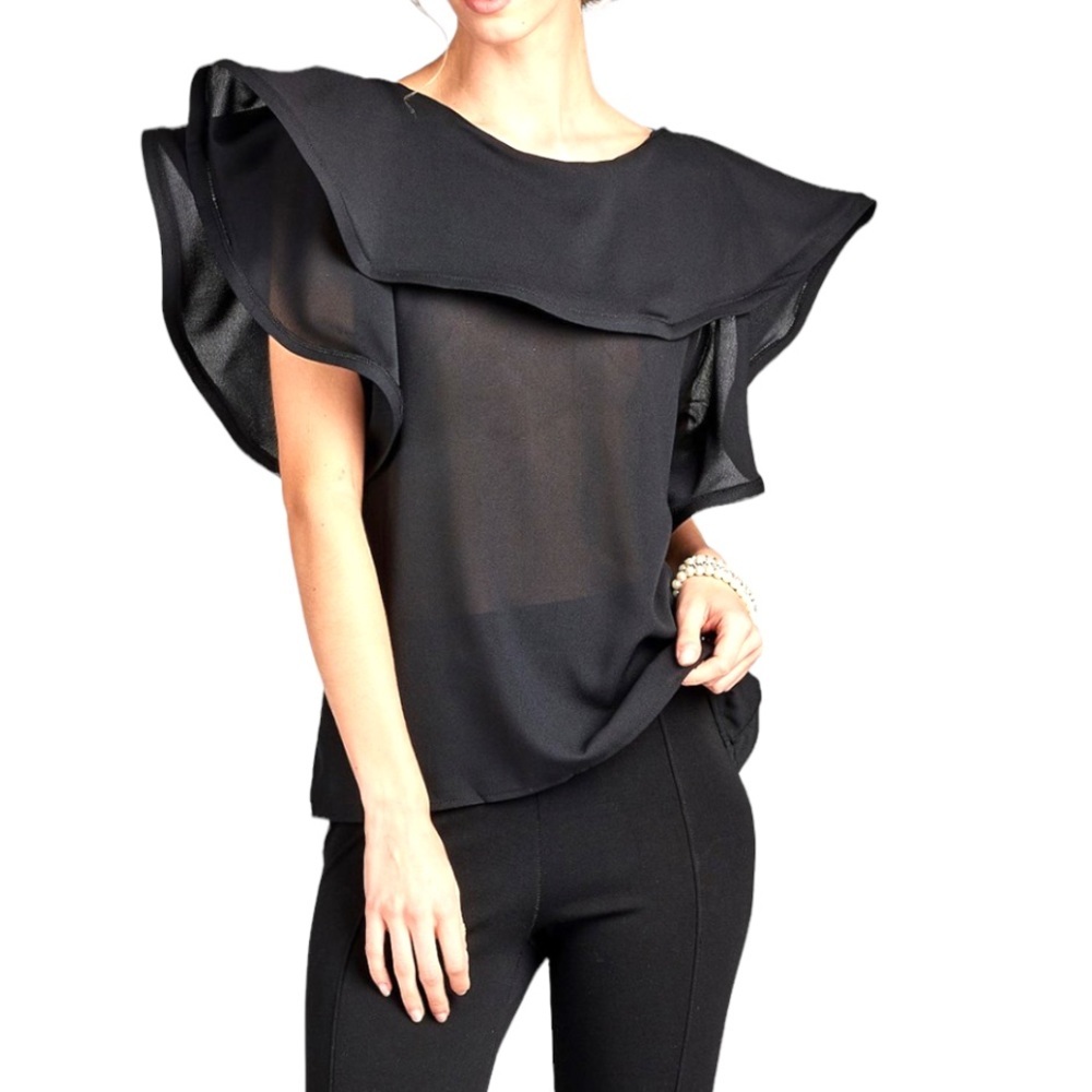 Ruffled Blouse Statement Top Unique Sculptural De… - image 1